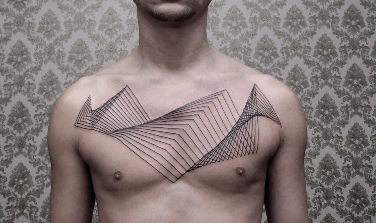 Chest Geometric Tattoos