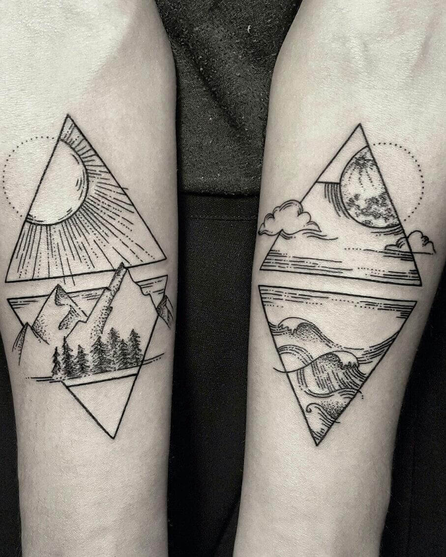 Mountain Geometric Tattoos.