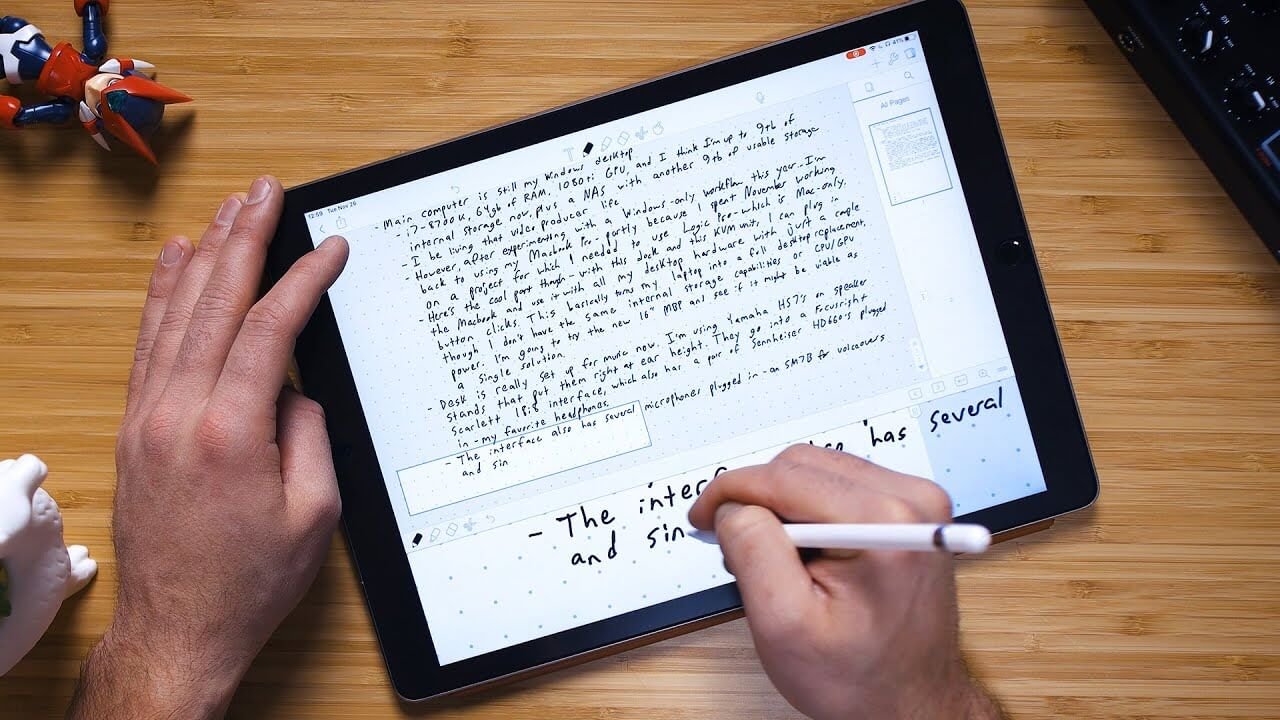 student writing tablet