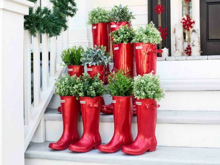 Entrance Porch Decorated for Christmas