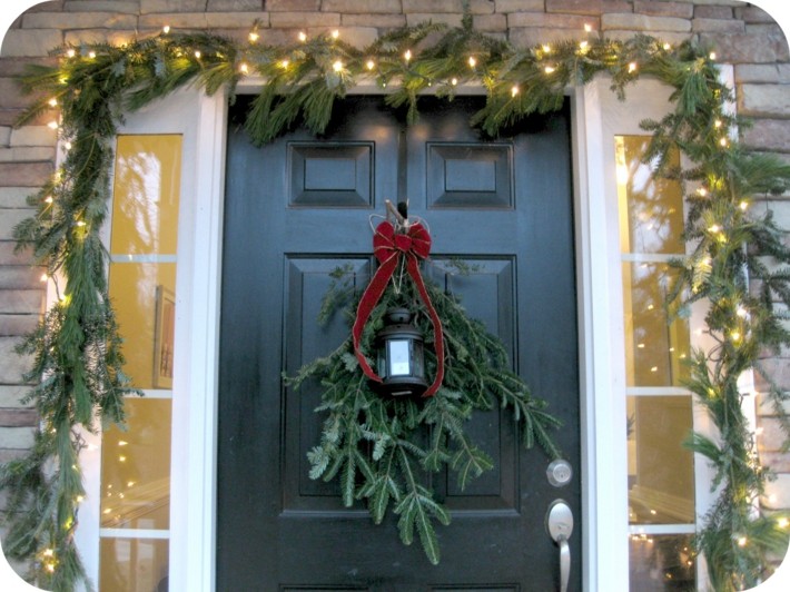 Entrance Porch Decorated for Christmas