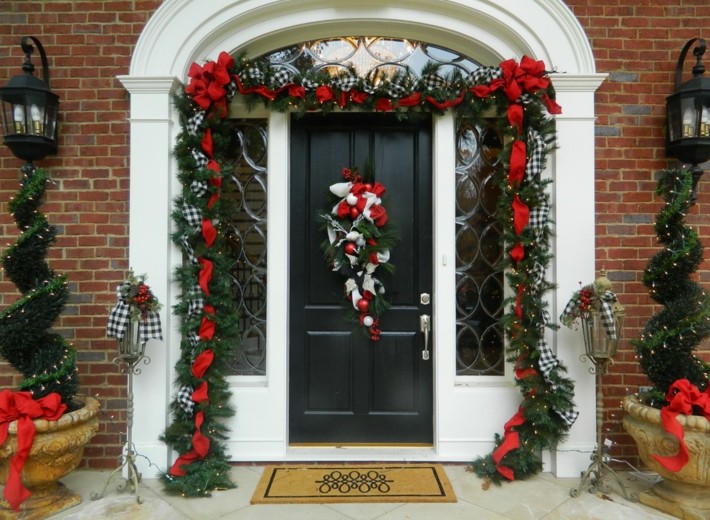 Entrance Porch Decorated for Christmas